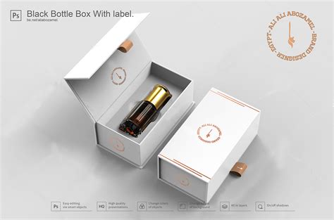 Download FREE Perfume-bottle-with-hard-paper-box Mockup on Behance