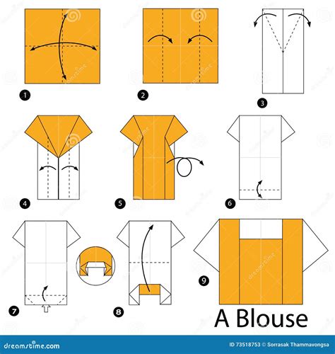 Step By Step Instructions How To Make Origami A Blouse Stock Vector