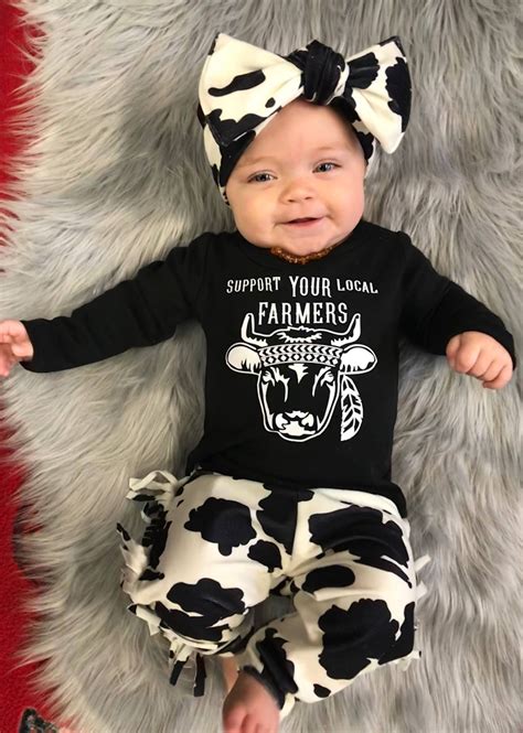 Country Baby Cow Outfit Cute Baby Clothes Baby Girl Etsy Baby