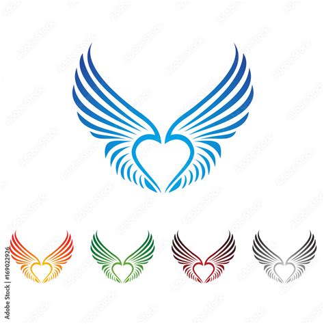 Heart Wings Love Wing Wings Logo Design Stock Vector Adobe Stock