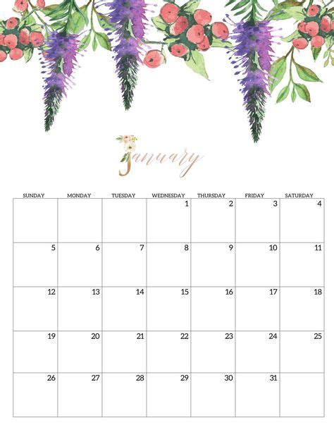 Floral January 2020 Printable Calendar With Images Free Printable