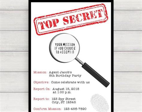 Spy Birthday Party Badge Secret Agent Badge Printable Id