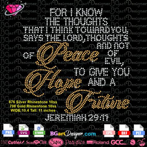 Lll Jeremiah 2911 Peace Hope Future Rhinestone Diy Bling Transfer