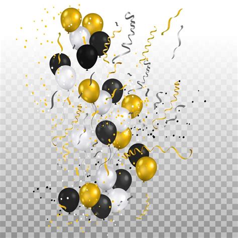 Festive Gold Balloons And Confetti Stock Vector Illustration Of