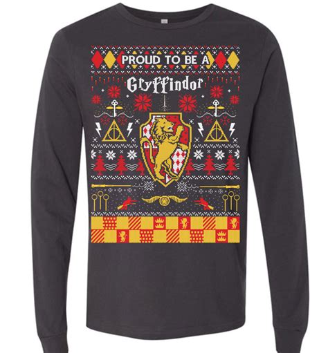Proud To Be A Gryffindor Christmas Canvas Ls T Shirt The Muggle Land Co