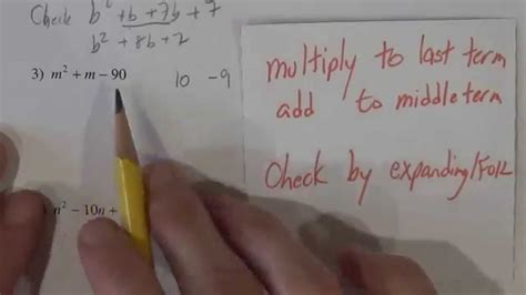 Transcribed image text from this question. Factoring 3 terms (trinomials), a =1 - YouTube