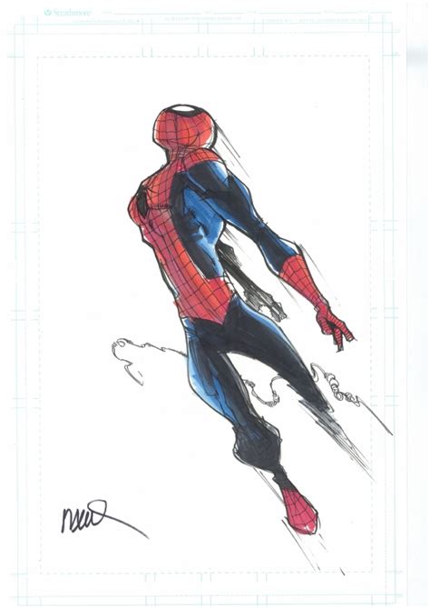 Humberto Ramos Spiderman In Andy Lims Commissionpin Ups Comic Art