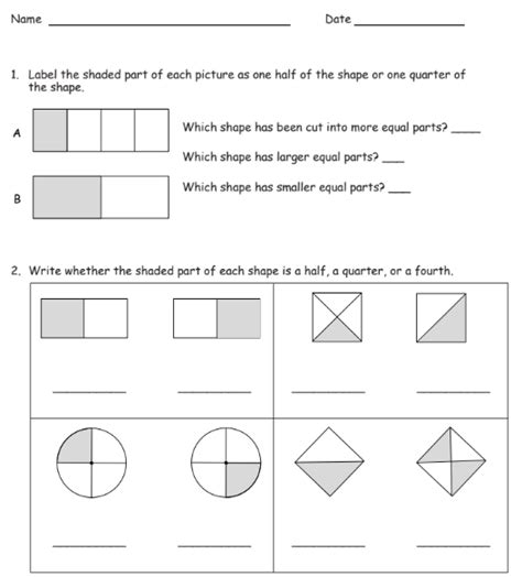 Halves And Quarters Grade 1 Solutions Examples Homework Worksheets