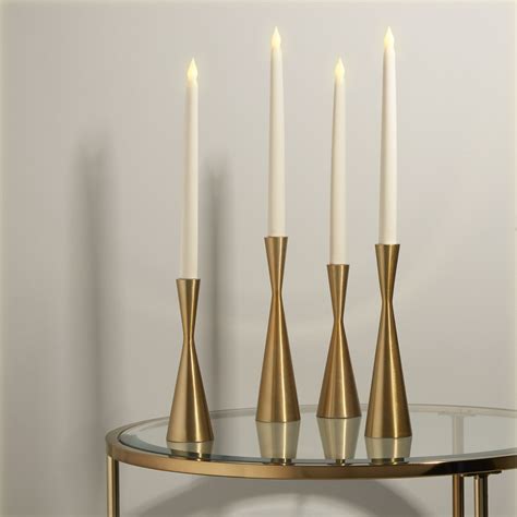 Classic Ivory 10 Wax Flameless Taper Candles Set Of 4 Decor