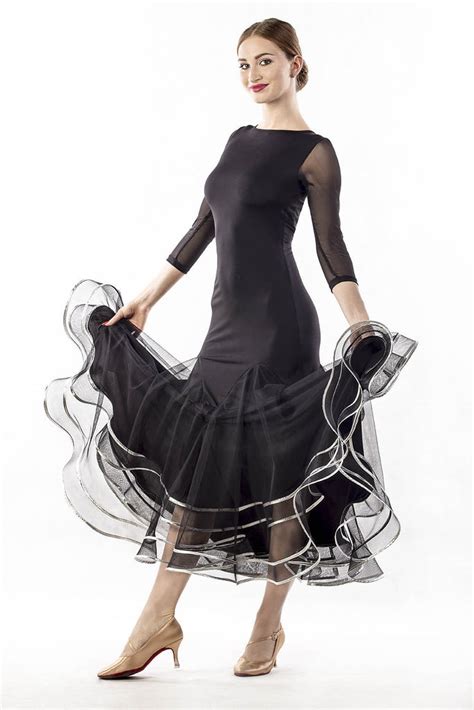 Dancebox Silver Wave Ballroom Dress In Black Dancewear For You