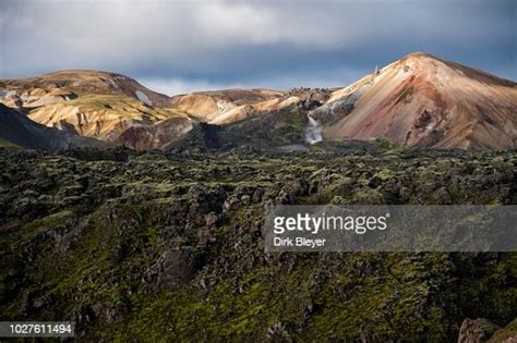 Brennisteinsalda Volcano Rhyolite Mountains And Laugahraun Lava Field