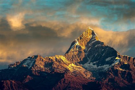 Annapurna Nepal Himalaya Pegunungan Langit Wallpaper Hd