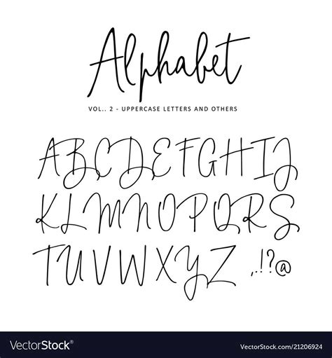Hand Drawn Alphabet Modern Monoline Royalty Free Vector Modern