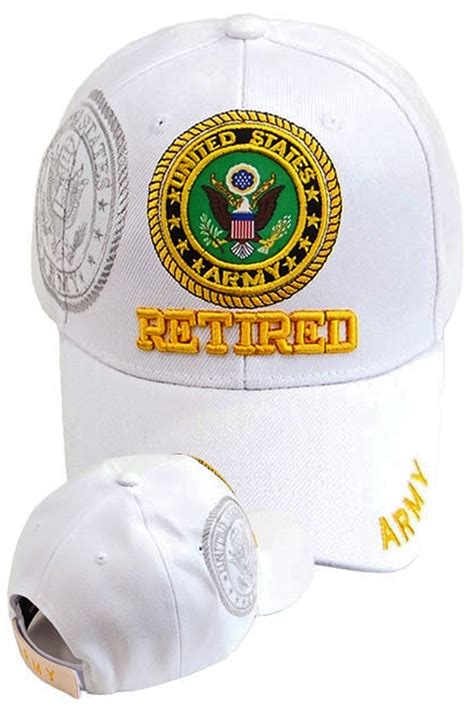 Retired Army Baseball Cap White Us Military Hat For Men Or Women