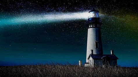 Lighthouse At Night Stars