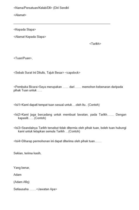 Sistem ini disediakan di dalam versi bahasa melayu sahaja. Surat Rasmi - Contoh Format Surat Yang Betul 2021