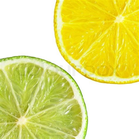 Lemon And Lime Slices Isolated On White Background Stock Photo