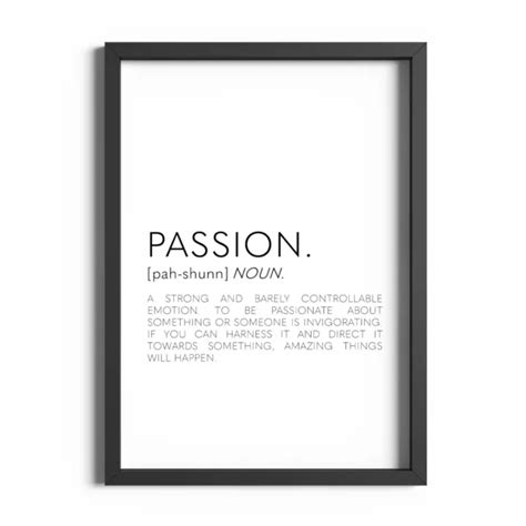 Passion Definition Print Home Office Motivational Wall Art Inspirational Quotes 3 92 Picclick