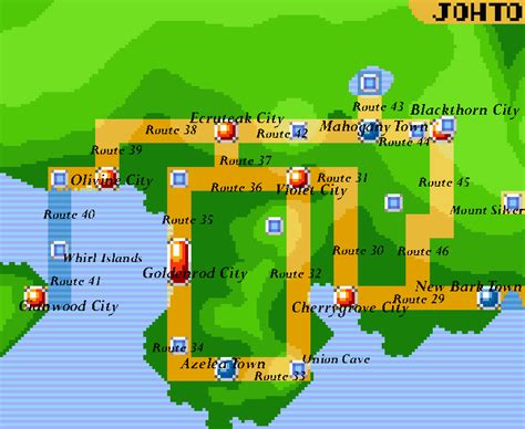 Labeled kanto region map from pokemon red, blue, and yellow. otPokémon Always: Prévia mapa Johto