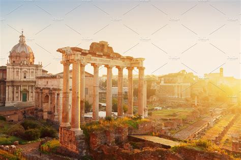 Forum Roman Ruins In Rome Italy High Quality Architecture Stock