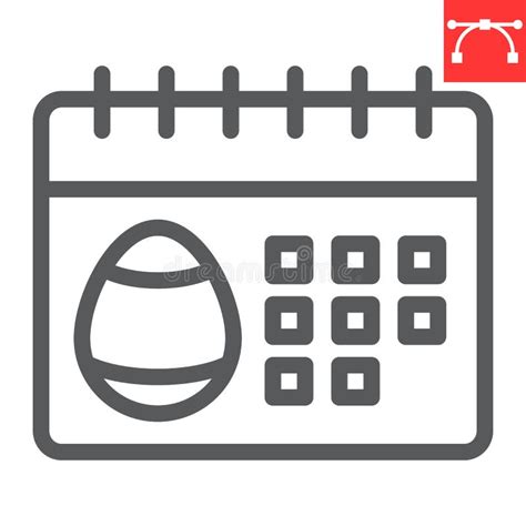 Easter Calendar Line Icon Happy Easter And Holiday Calendar Vector