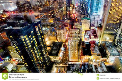 New York City Night Lights Stock Photo Image Of Colourful