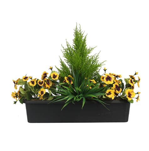6 bundles artificial flowers outdoor fake flowers for decoration uv resistant no fade faux plastic plants garden porch window box décor (yellow) 4.5 out of 5 stars 4,150 1 offer from $10.99 Artificial pansy window box arrangement - outdoor use ...