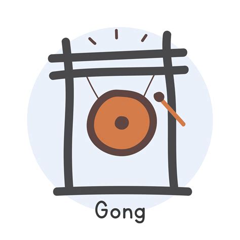 Metal Gong Clipart Cartoon Style Simple Cute Bronze Gong Asian