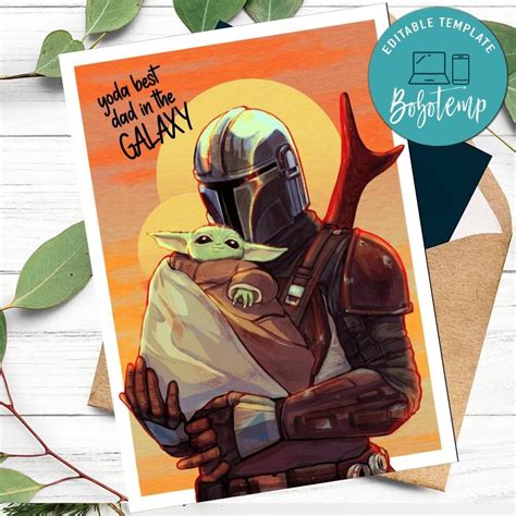 Mandalorian And Baby Yoda Fathers Day Card Diy Createpartylabels
