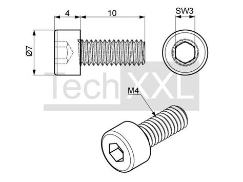 Cylindrical screw with hexagon socket ️ DIN 912 M4x10 stainless 0.21 ...