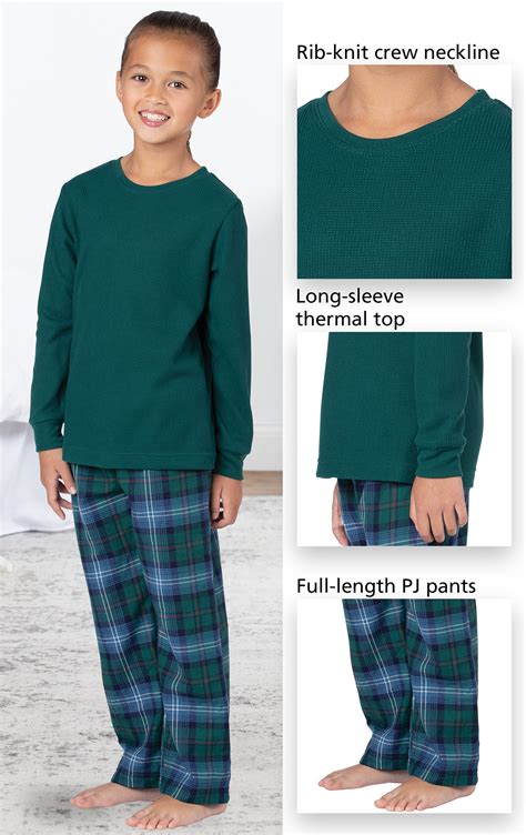 Heritage Plaid Thermal Top Girls Pajamas In Girls Pajamas And Onesies