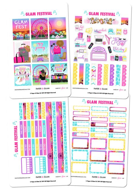 Glam Festival Weekly Kit Planner Stickers Paper And Glam Planners