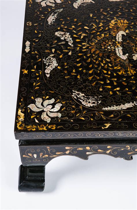 19th Century Low Korean Lacquered And Inlaid Coffee Table For Sale At