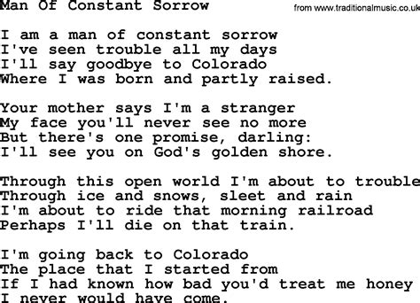 Joan Baez Song Man Of Constant Sorrow Lyrics