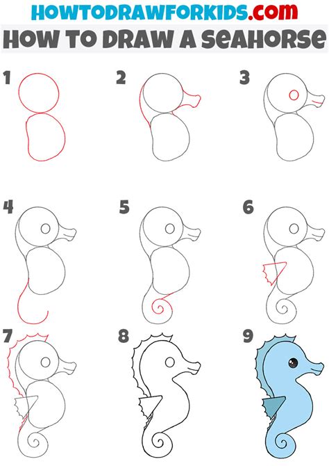 How To Draw A Seahorse Easy Drawing Tutorial For Kids