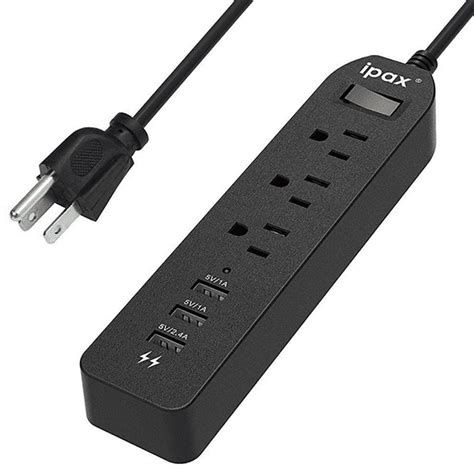 Ipax Power Strip With Usb Ports 3 Usb 3 Ac Outlet 6ft Long Cord