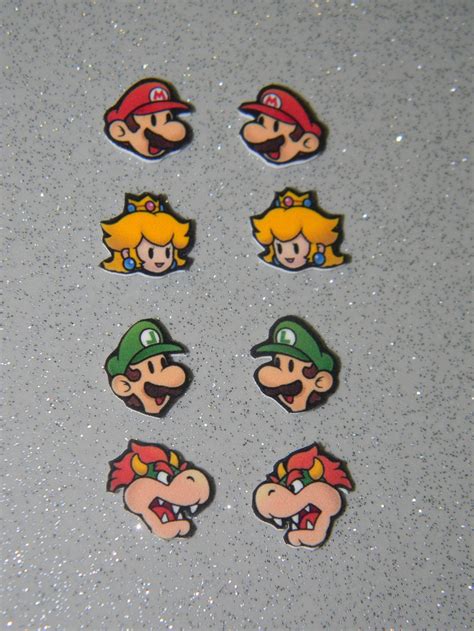 Paper Mario Earrings Paper Luigi Paper Princess Peach Paper