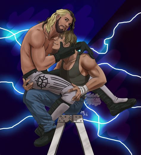 Rule 34 Dean Ambrose Gay Hand On Ass Intimate Ladder Lightning Male Male Only Muscles Nooneym
