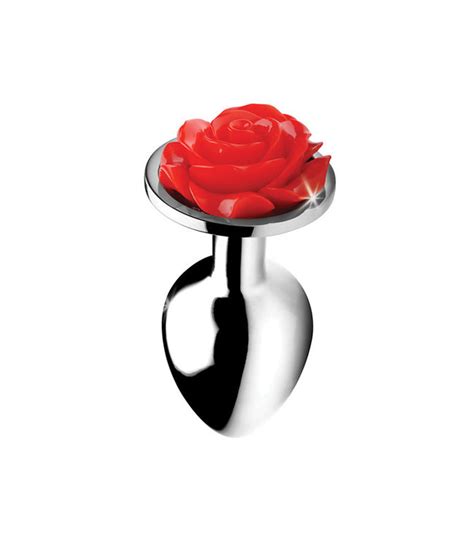 booty sparks red rose anal plug small silver karnation intimate apparel inc