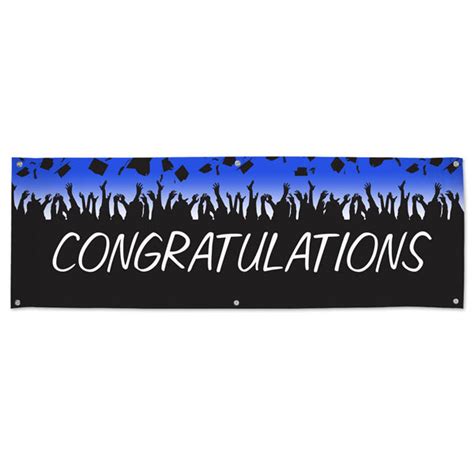 Congratulations Banner For Graduates With Caps Thrown Class Of 2021