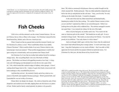 Fish Cheeks Worksheet Answers Fish Cheeks Answer Key Pdf Doc Template
