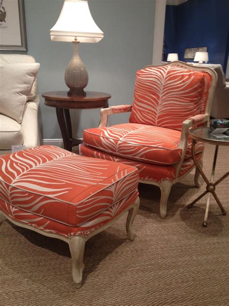 Accent chair and ottoman contain special features such as buckles and straps, cushioned back support, and attachable trays to make them the these. Pearson Furniture FAB orange animal print chair! #hpmkt | Gretchen Aubuchon | Pinterest | Animal ...