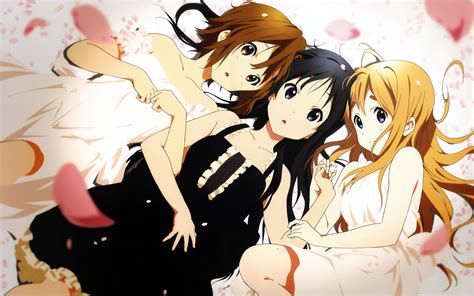 Akiyama Mio Black Eyes Black Hair Blonde Hair Blue Eyes Brown Eyes Brown Hair Dress Hirasawa Yui