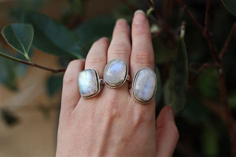 Magic Moonstone Ring One Size Sterling Silver Ring Moon Jewellery