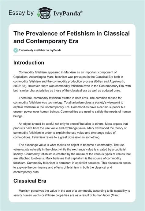 the prevalence of fetishism in classical and contemporary era 3333 words essay example