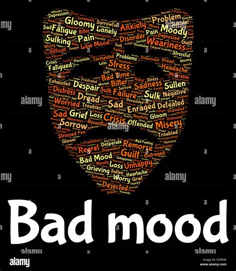 Bad Mood Indicating Depression Words And Wordcloud Stock Photo Alamy