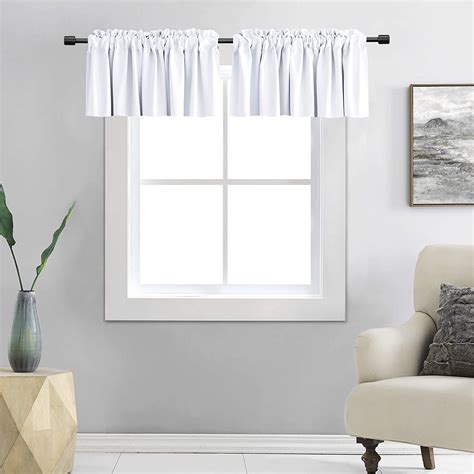 Donren Pure White Valances For Window 42 By 12 Inches Long
