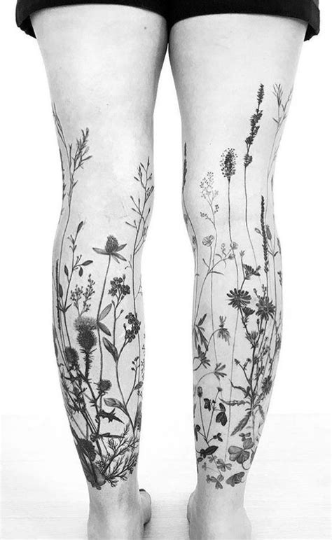 Beautiful Floral Wildflower Leg Tattoos Sleeve Tattoos Tattoos Leg