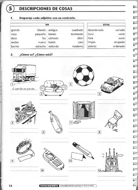 Vocabulario Activo 1 Fichas Con Ejercicios Fotocopiables Elemental