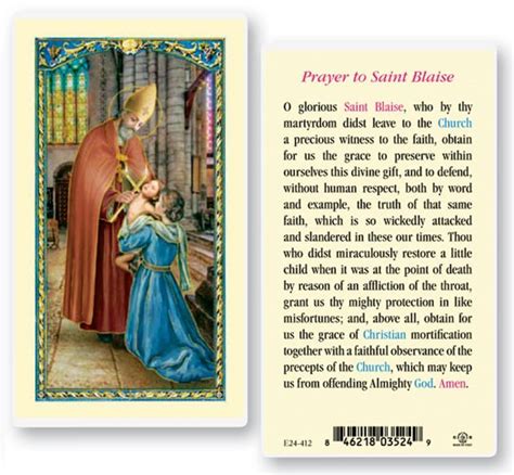 St Blaise Laminated Prayer Cards 25 Pack
